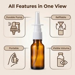 30ml 6PCS /1 Ounce Amber Glass Empty Nasal Sprayers Bottle amber