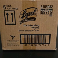 Lysol Disinfecting Wipes Lemon & Lime Blossom 6x80ct MPN 99716