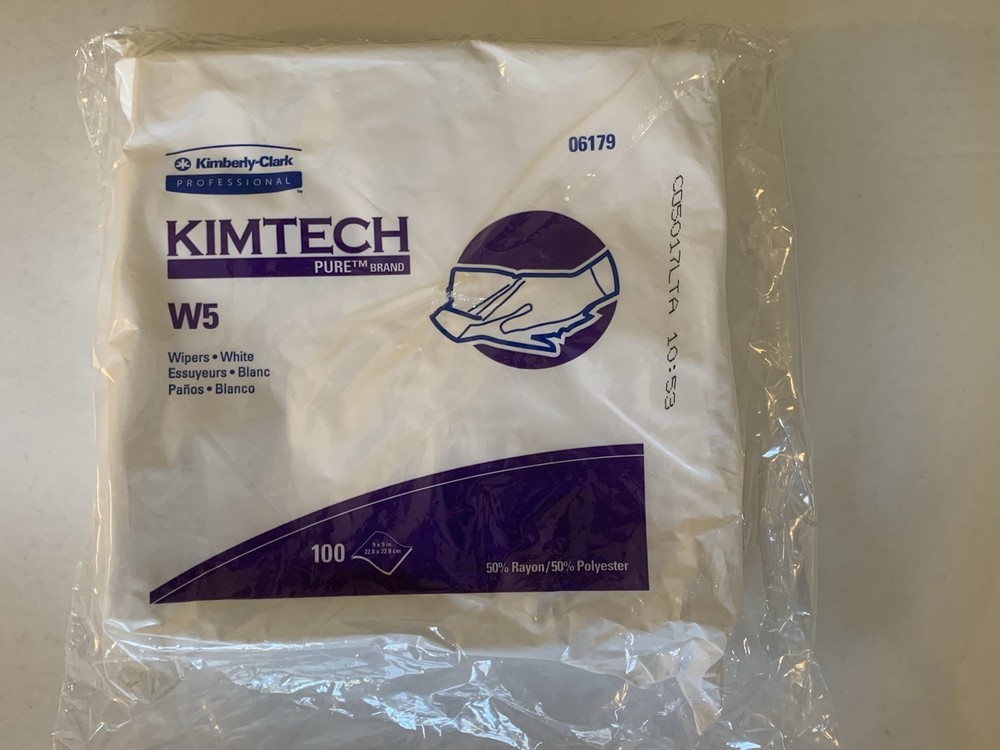 Kimtech Pure W5 Dry Wipers, White 9″ x 9″, (100-Pack)