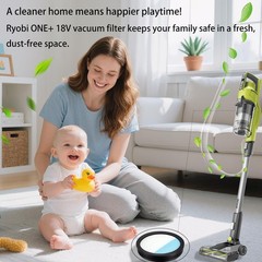 4-Pack PCL720 Filter Replacement for Ryobi ONE+ 18V Cordless Stick Vacuum…