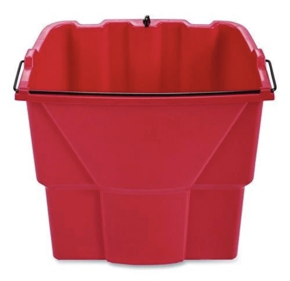 WaveBrake Mop Bucket 4.5 Gal Square Durable Dirty Water Web Molded Plastic Red