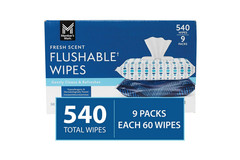 Member’s Mark Flushable Wipes Fresh Scent 540 Count Soft & Gentle Pack