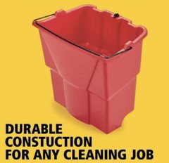 WaveBrake Mop Bucket 4.5 Gal Square Durable Dirty Water Web Molded Plastic Red