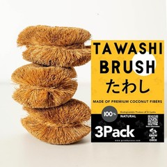 Pack of 3 Tawashi Vegetable Scrub Brush,100% Natural Coconut Coir Fiber