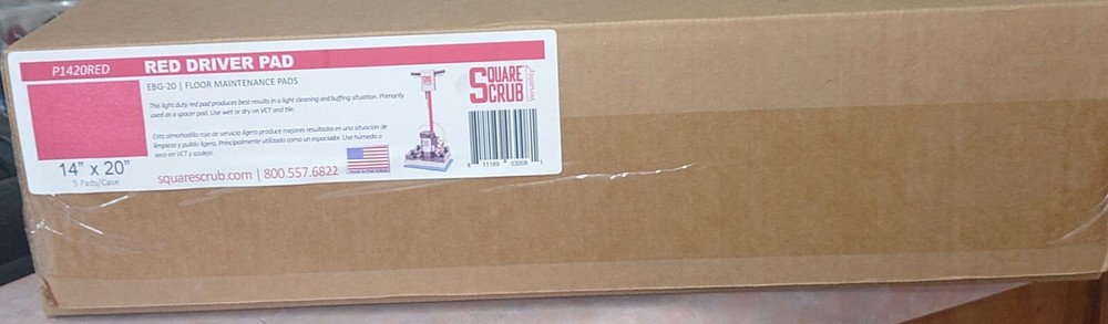 Square Scrub 14″ x 20″ Red Driver Floor Maintenance Pads 5/Case P1420RED