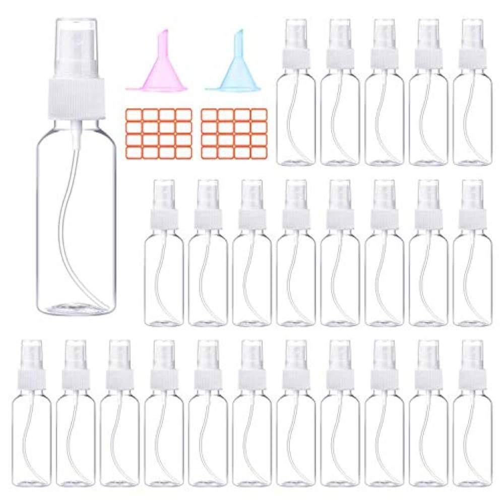 24 Pcs Spray Bottles 2oz / 55ml Clear Empty Mini White