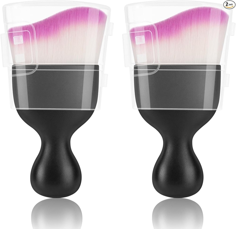 2-Piece Car Interior Detailing Brush Set with Soft White & Purple Bristles for D