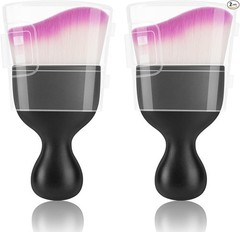 2-Piece Car Interior Detailing Brush Set with Soft White & Purple Bristles for D