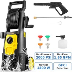 VEVOR Electric Pressure Washer, 2000 PSI, Max 1.65 GPM Power Washer with 30 ft H