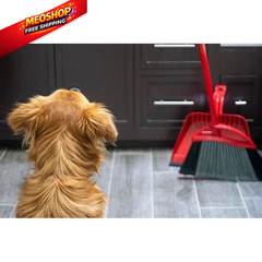 O-Cedar Pet Pro Broom with Step-On Dustpan | PowerCorner Broom, Red