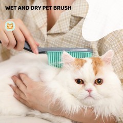Conliwell Rubber Broom Carpet Rake for Pet Hair, Fur Iron Handle, Blue