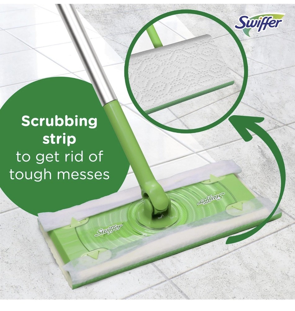 Swiffer Sweep + Mop, Wet Pads Refill, Floor 24 Count (Pack of 1), White