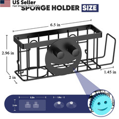 MURLONG Sponge Holder for Kitchen Sink,Sink Caddy Smiley Small, Black