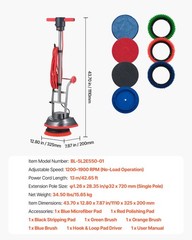 VEVOR Floor Scrubber Machine Floor Cleaner Polisher with 3 Pads and Brushes