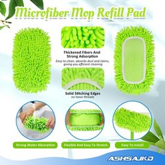 Ashsajkd Reusable Microfiber Wet & Dry Sweeping Mop Pads for Swiffer (4-Pack)