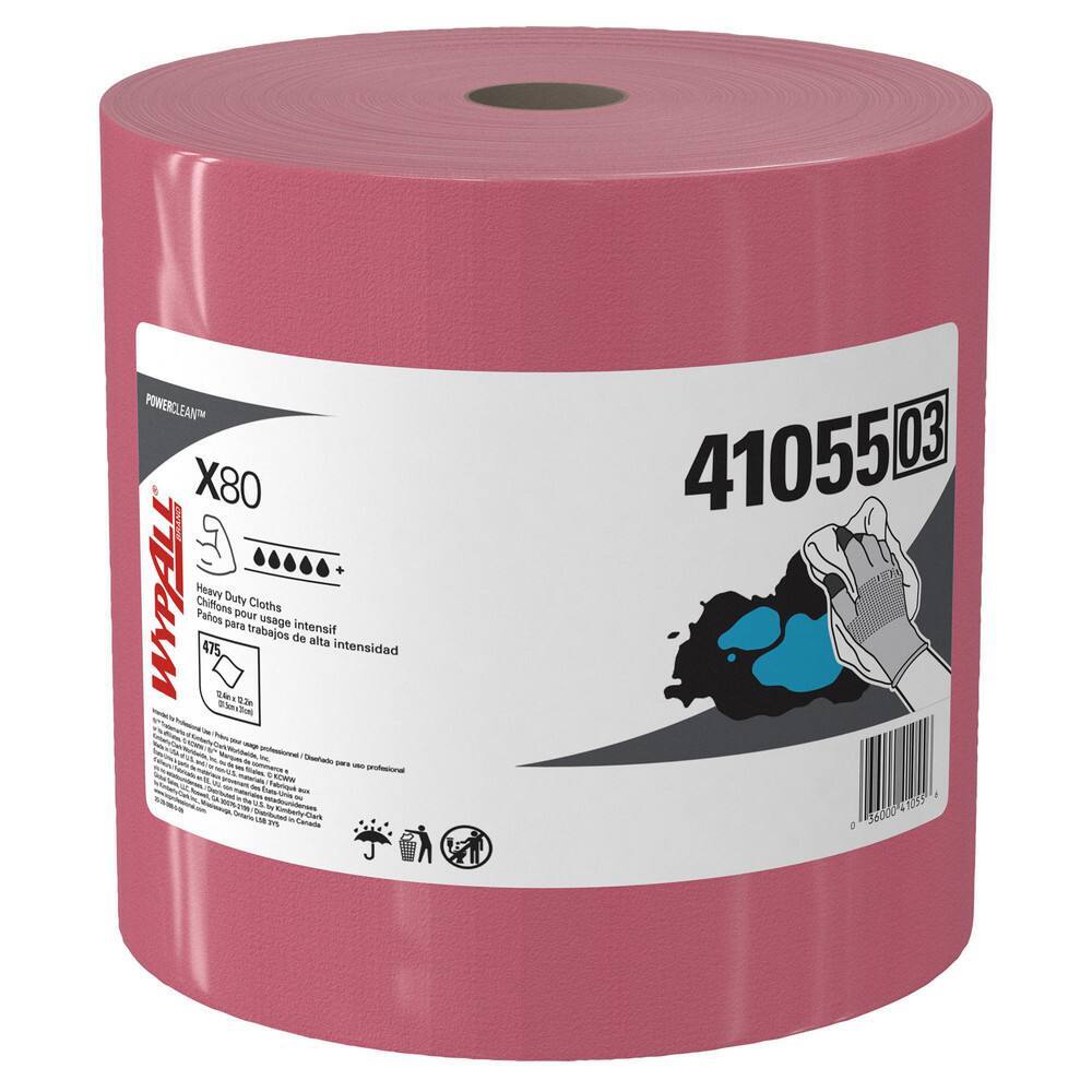 WypAll 41055 Industrial Wipes: X80, Jumbo Roll, 12.4 x 12.2″ Sheet, Red