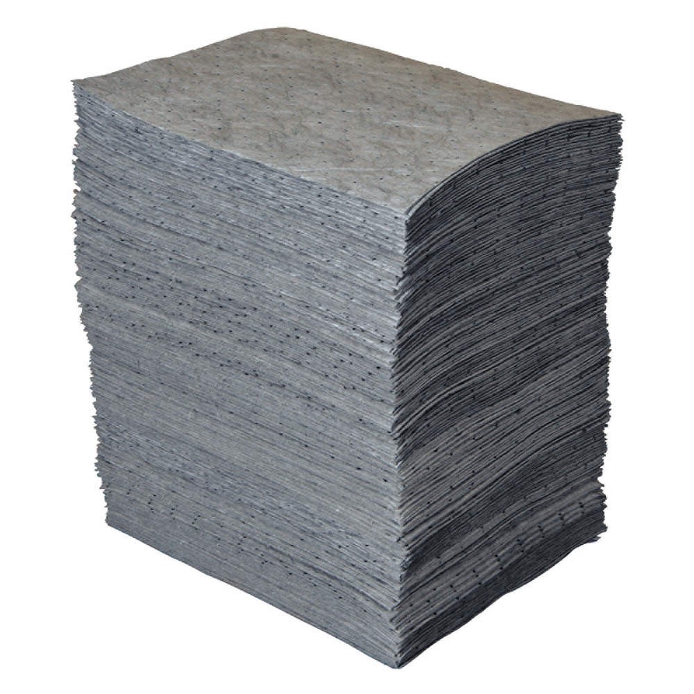 BRADY SPC ABSORBENTS GP500 Absorbent Pad,Universal,Gray,PK100 1HUC4
