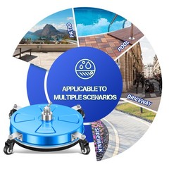 LidoDola 16” Pressure Washer Surface Cleaner with 4 16 INCH BLUE, silvery