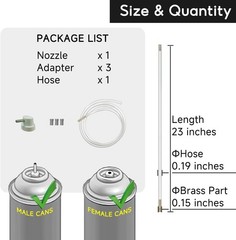 Aerosol Can Extension Side Spray Nozzle Set, 23In Hose, Adapter, Work with