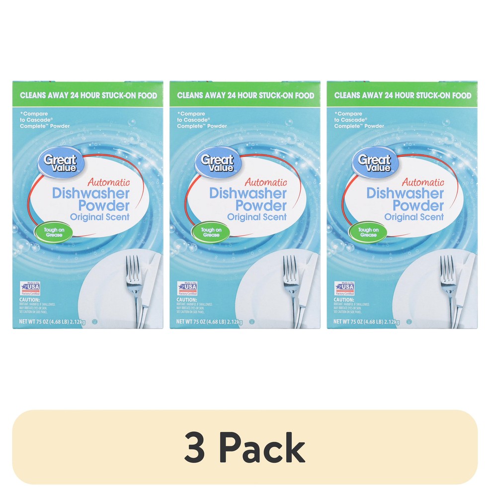 3-Pack Great Value Original Scent Dishwasher Powder, 75 oz Each