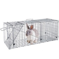 ANT MARCH Live Animal Cage Trap with Gloves 37″x13.5″x14.5″ Large Silver