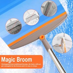 Silicone Air Broom,Multifunction Magic Broom with Long Gray Orange