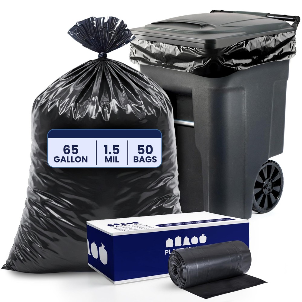Plasticplace 65 Gallon Trash 1.5 Mil Heavy Duty Garbage Can 50 X 48 50 Count