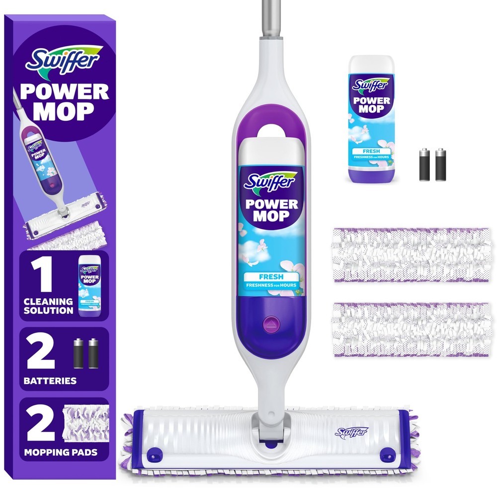 Swiffer PowerMop Mopping Kit for Floor Cleaning, Set 1 Kit, Purple and White