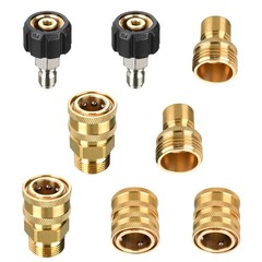 M22 14mm to 3/8 Inch Quick Connect Pressure Washer Adapter Set Brass