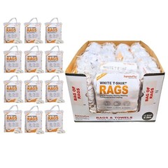 Recycled White Knit T-Shirt Cotton Wiping Rags – 24 lbs. Case 12 x 2 lbs. Bags