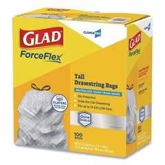 Glad 70427 23.75″ x 24.88″ 13-Gal Drawstring Trash Bags – Gray (100/CT) New