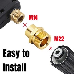 1 Piece M14 Female to M22 Male Threaded Hose Connector Brass 1.1 in, Yellow