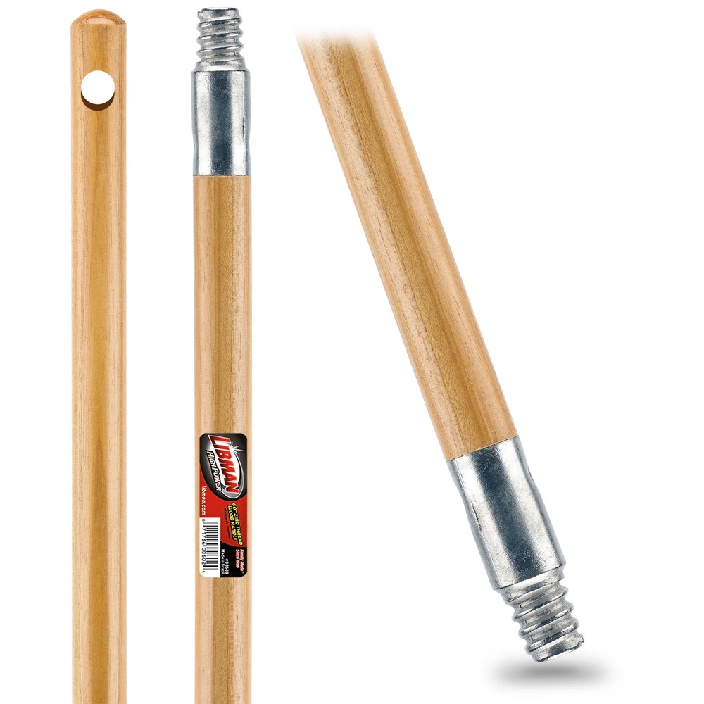 Libman Brown Hardwood Broom Handle 60 Inch Length Zinc Screw In 1 Inch 1.19 lb