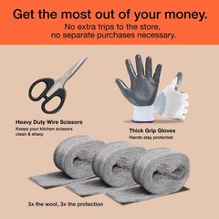 Steel Wool Mice Control 3pc, Mouse Hole Filler, Scissors & Gloves,