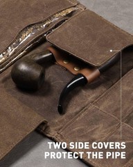 BS-VOG Waxed Canvas Tobacco Pouch for 2 Pipes, Smoking Small, Brown