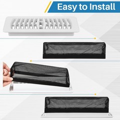 Zonon 12 Pcs Floor Register Trap Cover Vent Screen for 4 x 10 inch, Black