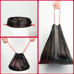 8 Gallon Drawstring Trash Bags, Black Kitchen Garbage Bag with Drawstring, 20…