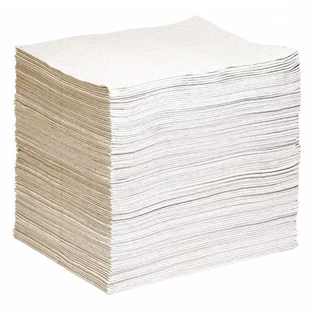 Spilltech Gpc100s Sorbent Pad, 24 Gal, 19 In X 15 In, Universal, Gray, 100 Pk