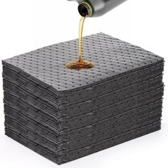 100 Pack Oil Absorbent Pads, 13″x10″ Single Weight Dimpled Pad, Oil Spill Mat