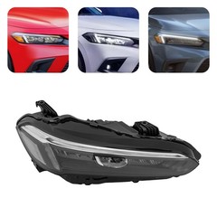 Honda Civic 2022-2024 Right Headlight Black Housing Clear Lens LED Halogen