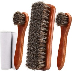 4-Piece Horsehair Shoe Brush Shine Kit, Shoe Polish Kit, Leather Shoes Boot