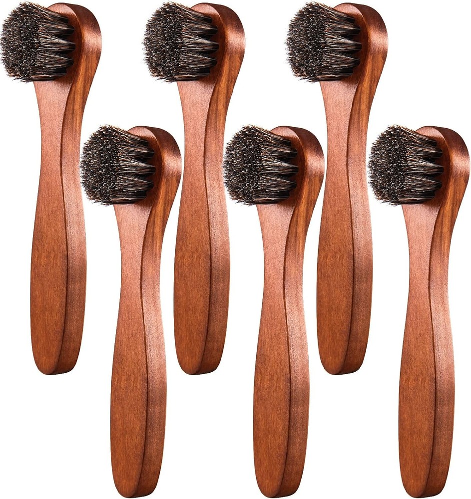 Youngjoy 6 Pieces Horsehair Shine Shoes Brush kit Polish Dauber Applicators,