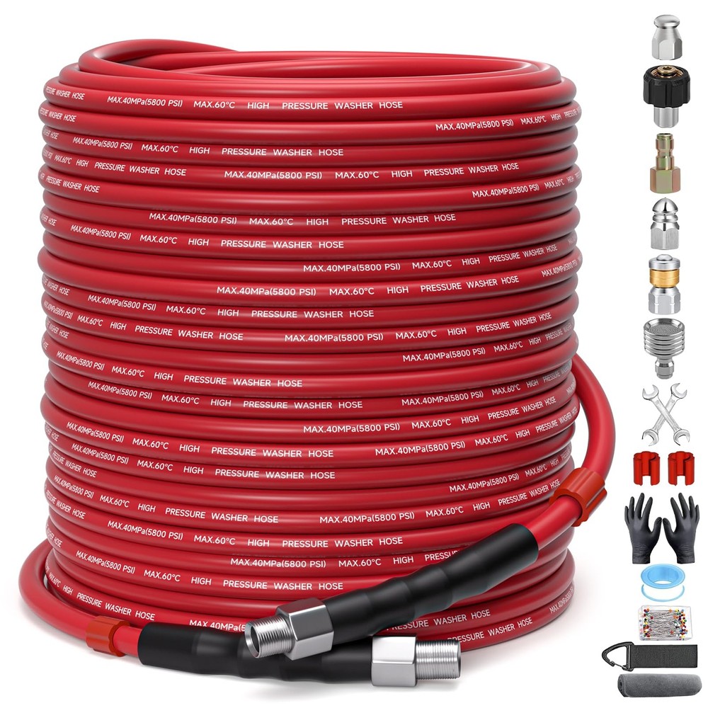 Sewer Jetter Kit for Pressure Washer – 200ft Water Jet 200FT, Red