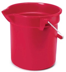 Heavy Duty RED 10quart=2.5 gallon PLASTIC BUCKET rOund Pail w/ Handle RUBBERMAID