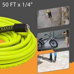 50 Ft x 1/4 Inch Green Pressure Washer Hose Replacement M22 Fittings