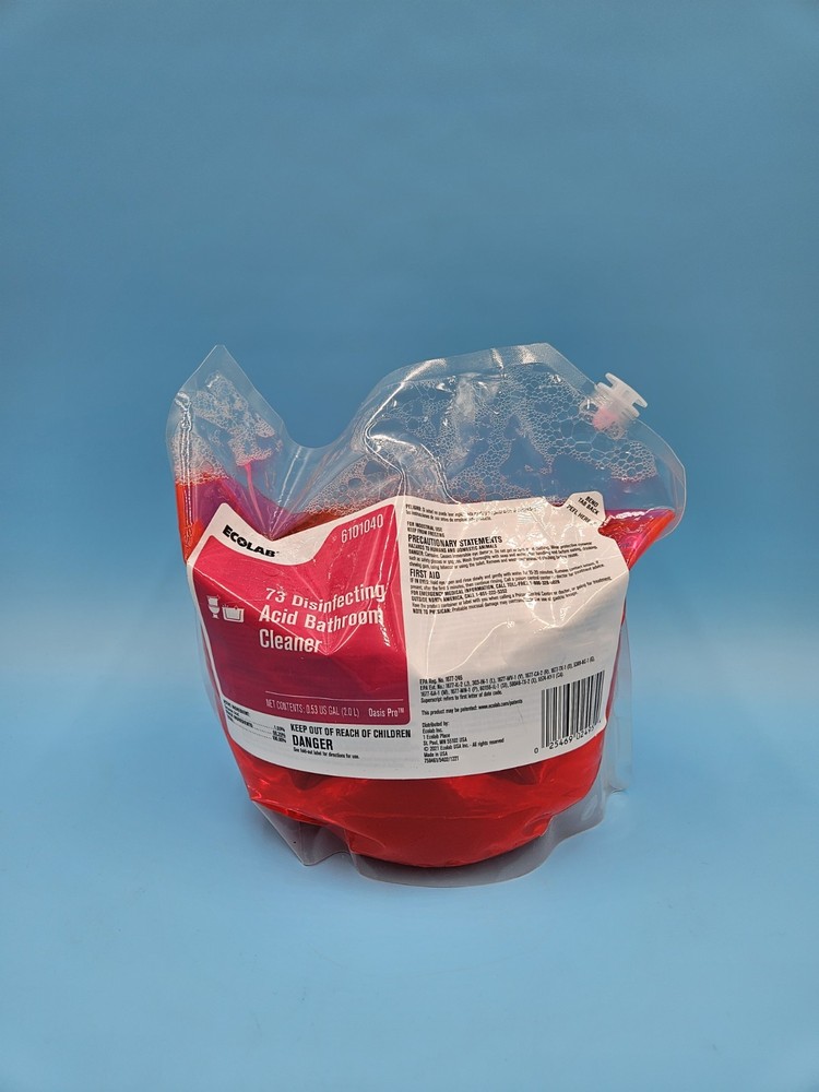Ecolab 6101040 73 Disinfecting Acid Bathroom Cleaner One Bag Of 2-Liter