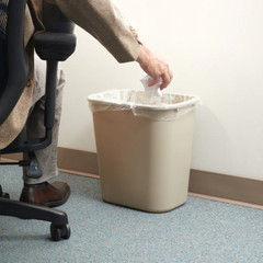 Janitorial Rectangular Waste Baskets Beige 28 Quart 14 5/8Wx10 1/4Dx15H Inch