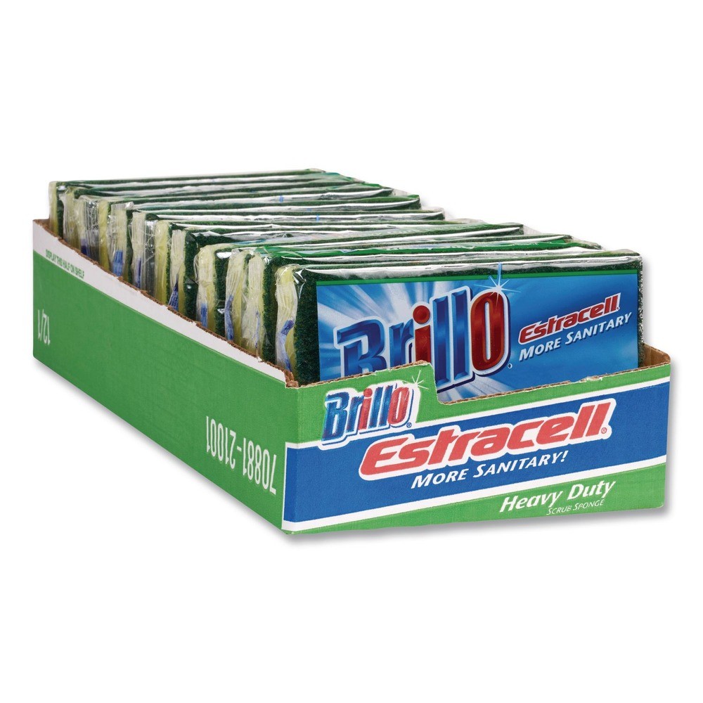 Brillo 21001 Estracell 4.9″ x 2.9″ Scrub Sponge – Yellow/Green (12/Carton) New