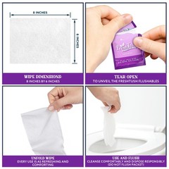 Venture Wipes FreshTush Flushables Unscented – 30 Count (Pack of 1), White