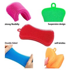 Silicone Sponge Dish Washing Kitchen Scrubber, 6 5*2.8*0.6inch, Multicolor